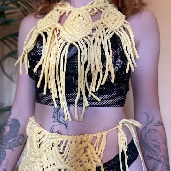 Handmade Macrame Skirt Poncho Set - Picture 4 of 11